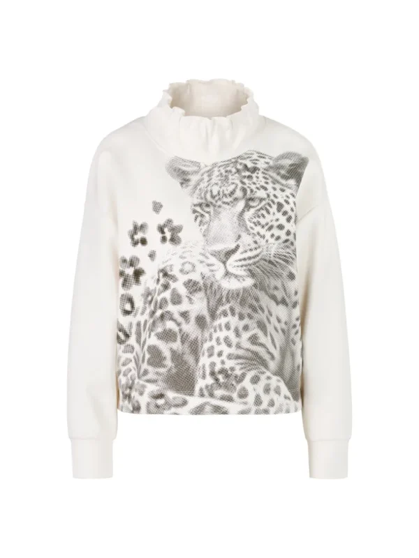 Sweat Col Montant Froncé Manches Longues Motif Placé Léopard – Image 7