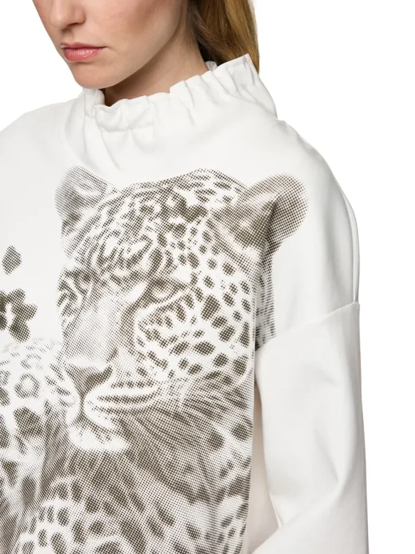 Sweat Col Montant Froncé Manches Longues Motif Placé Léopard – Image 3