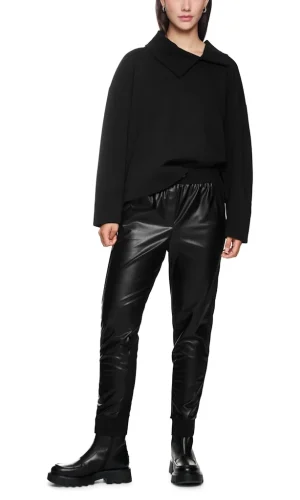 Sweat Col Chemise Décalé Manches Longues Uni