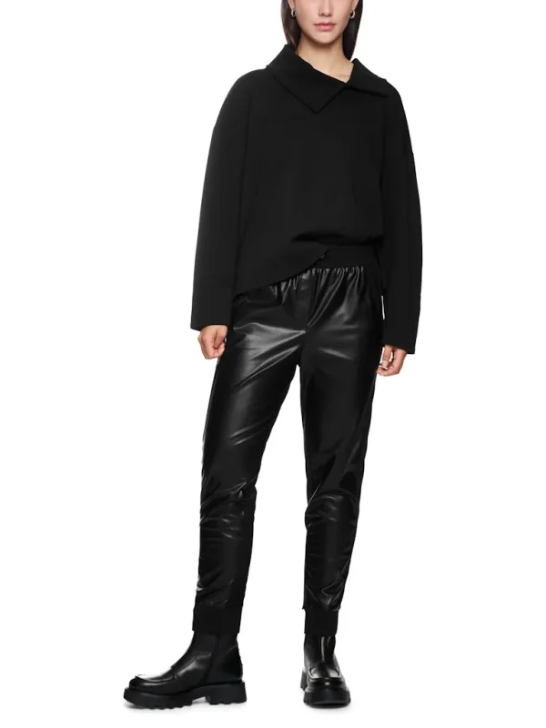 Sweat Col Chemise Décalé Manches Longues Uni
