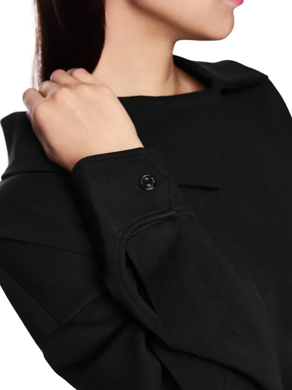 Sweat Col Chemise Décalé Manches Longues Uni – Image 4