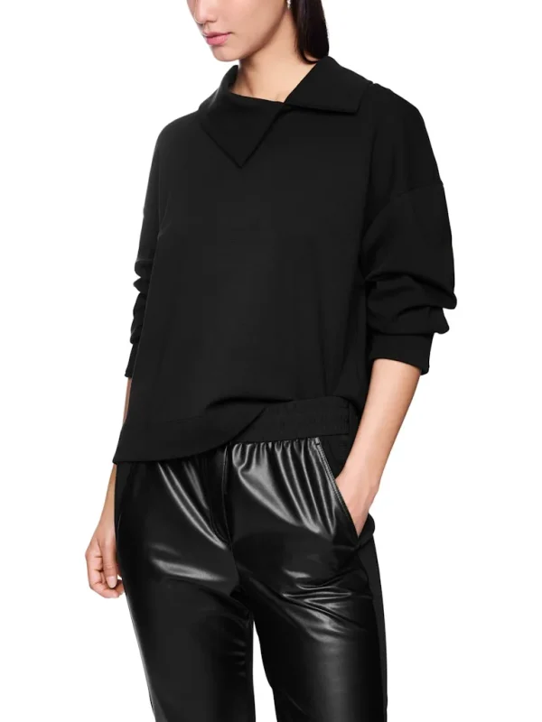 Sweat Col Chemise Décalé Manches Longues Uni – Image 5