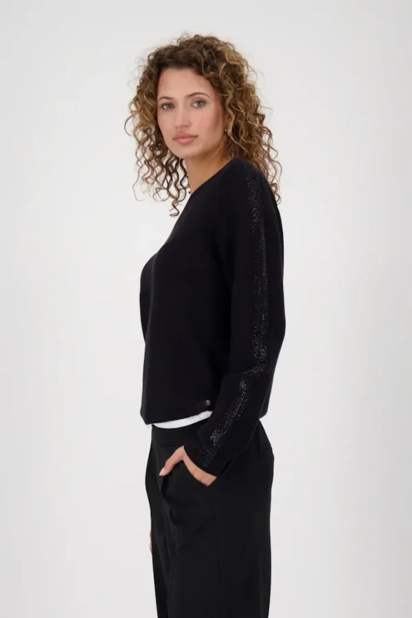 Pull Col Rond Manches Longues Uni Strass Épaules Et Manches – Image 2
