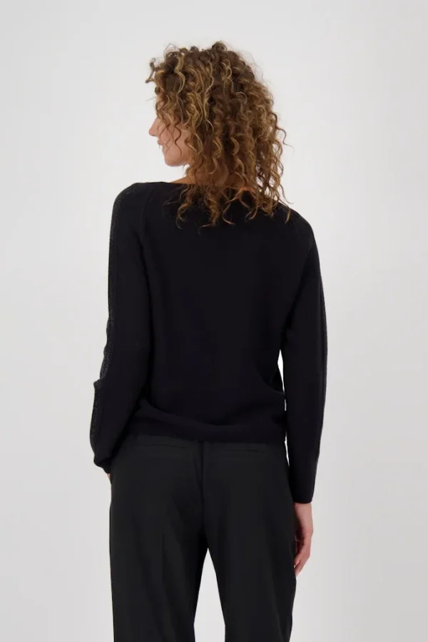 Pull Col Rond Manches Longues Uni Strass Épaules Et Manches – Image 3