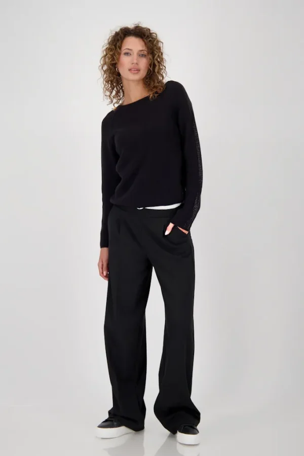 Pull Col Rond Manches Longues Uni Strass Épaules Et Manches – Image 5