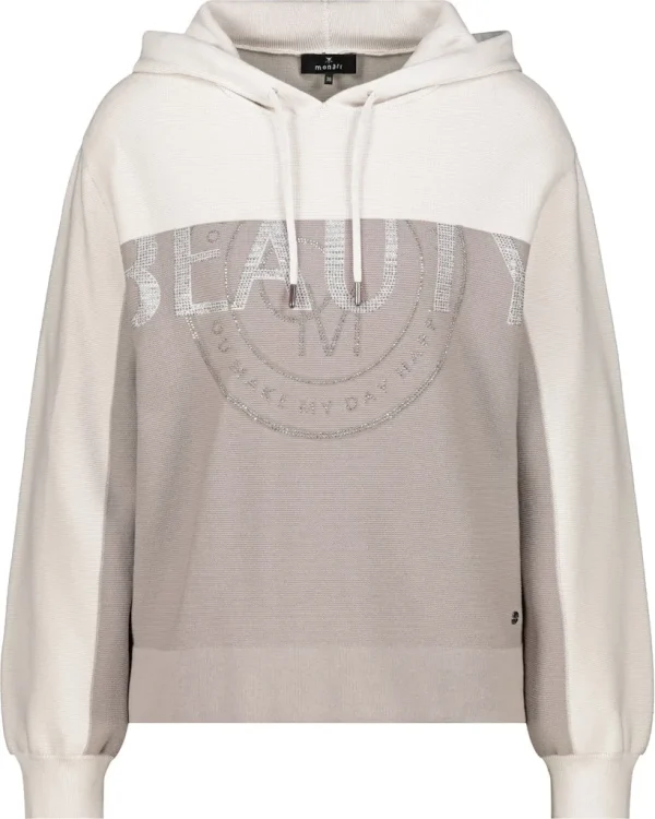 Pull À Capuche Manches Longues Motif Placé Strass Bicolore – Image 6