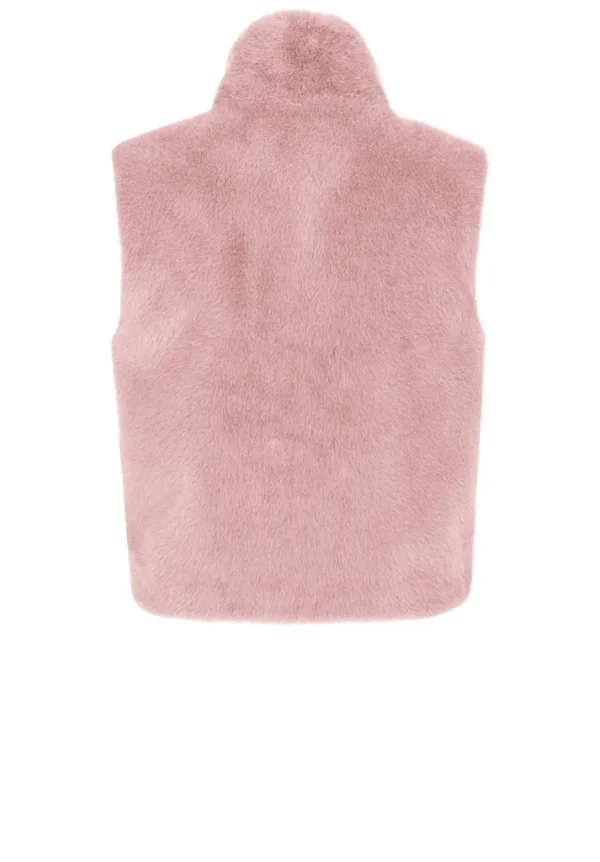Gilet Col Montant Sans Manches Pressions Fausse Fourrure Uni – Image 6