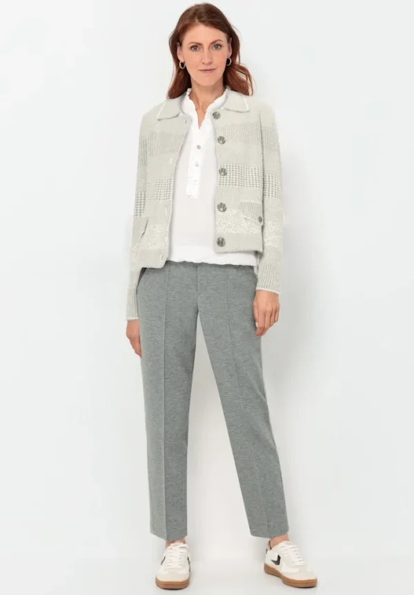 Gilet Manches Longues Boutonné Deux Poches Jacquard