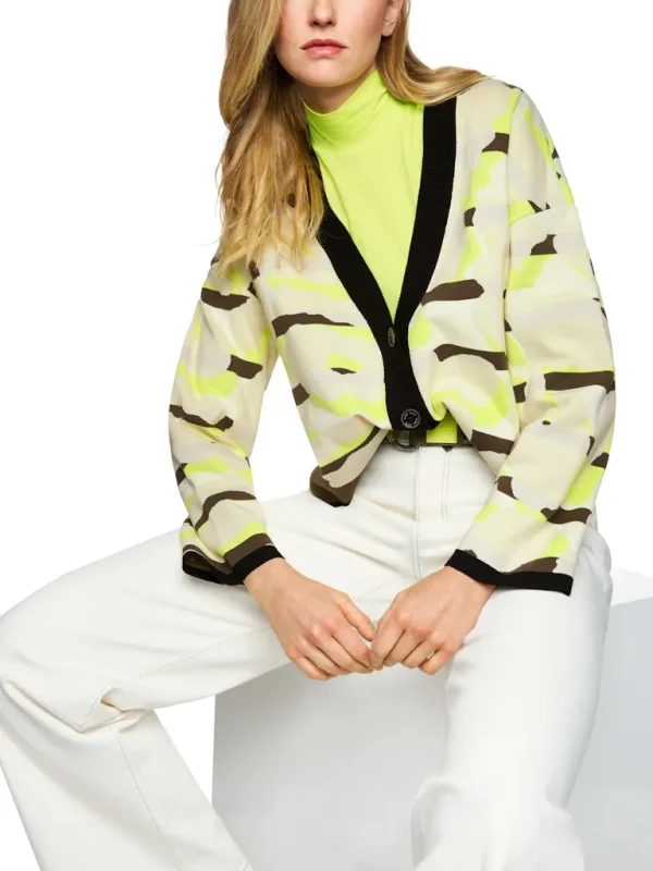 Gilet Court Manches Longues Boutonné Jacquard Imprimé All Over – Image 6