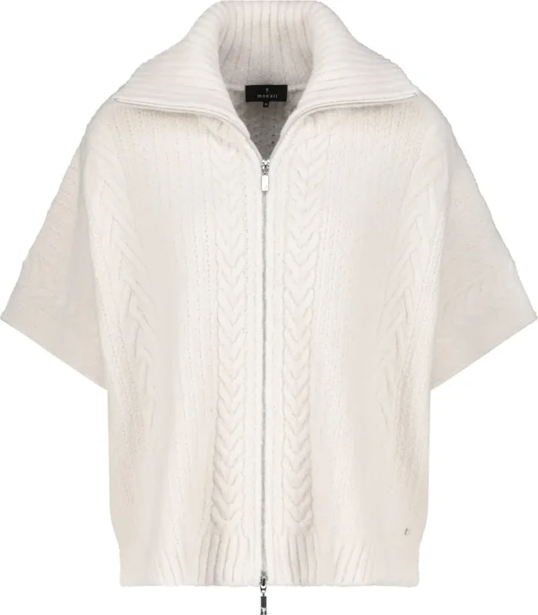 Gilet Cape Col Montant Manches Courtes Chauvesouris Torsades Zippée – Image 6