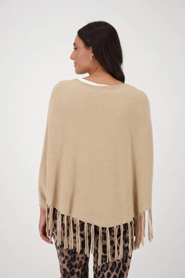 Poncho Col V Franges Uni – Image 3