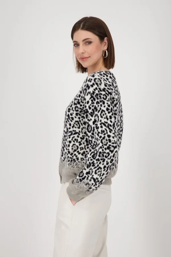 Gilet Court Col Rond Manches Longues Zippé Motif Léopard – Image 2