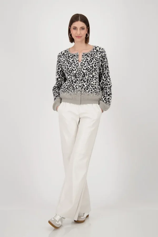 Gilet Court Col Rond Manches Longues Zippé Motif Léopard – Image 5