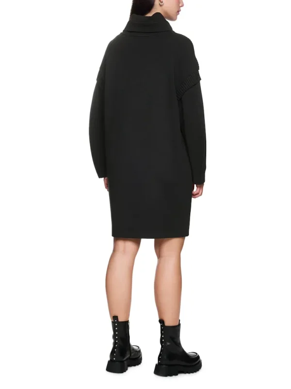 Robe Col Boule Manches Longues Longueur Genoux Unie – Image 2
