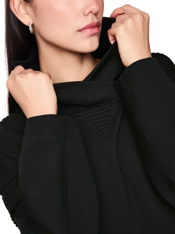 Robe Col Boule Manches Longues Longueur Genoux Unie – Image 3