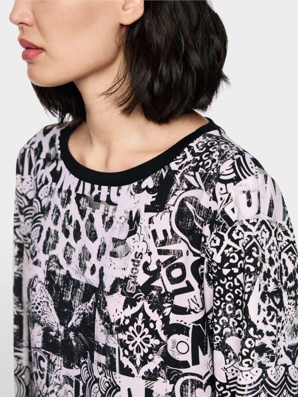 Robe Longueur Genoux Col Rond Manches Longues Motif Placé Street Art – Image 4