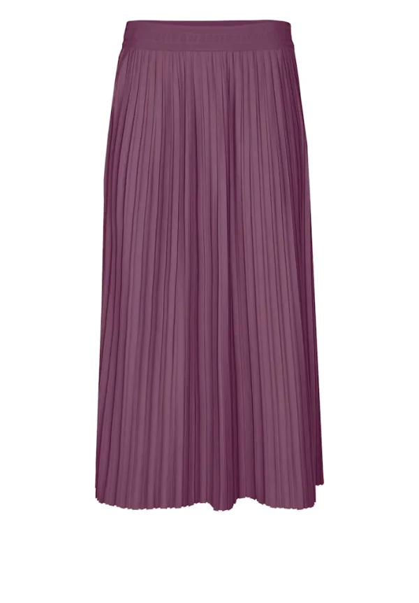 Jupe Longueur Midi Taille Moyenne Elastique Plissée Unie – Image 6