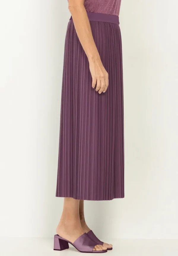 Jupe Longueur Midi Taille Moyenne Elastique Plissée Unie – Image 3
