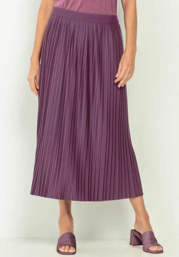 Jupe Longueur Midi Taille Moyenne Elastique Plissée Unie – Image 5