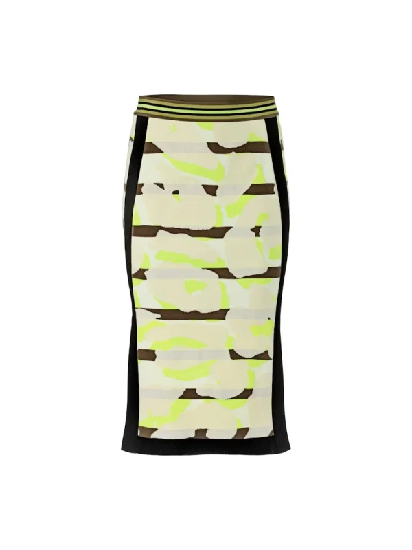 Jupe Longueur Midi Taille Elastique Droite Jacquard Imprimée All Over – Image 6