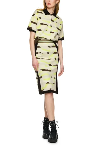 Jupe Longueur Midi Taille Elastique Droite Jacquard Imprimée All Over