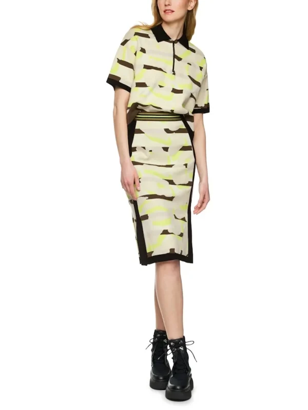 Jupe Longueur Midi Taille Elastique Droite Jacquard Imprimée All Over