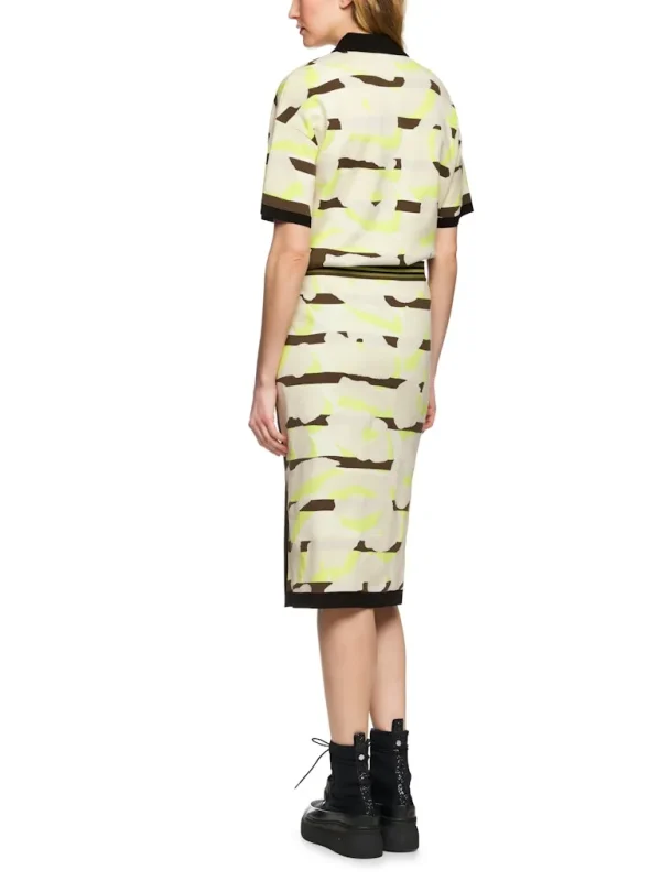 Jupe Longueur Midi Taille Elastique Droite Jacquard Imprimée All Over – Image 2