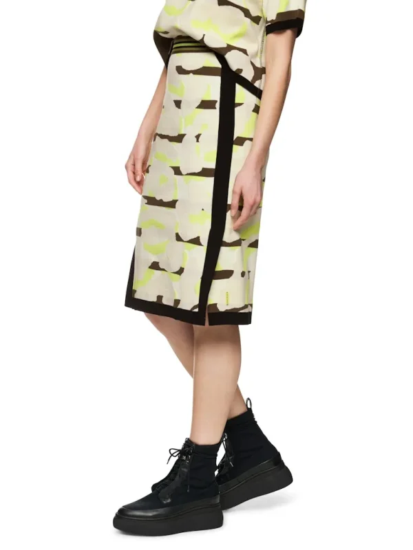 Jupe Longueur Midi Taille Elastique Droite Jacquard Imprimée All Over – Image 5