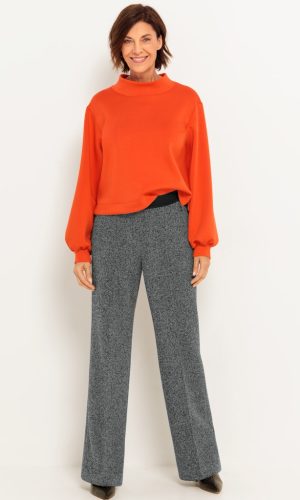 Pantalon Long Taille Moyenne Élastique Deux Poches Zippées Chiné Fluide