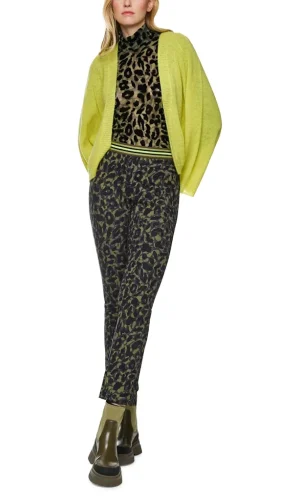 Pantalon Sept-huitième Taille Moyenne Elastique Imprimé Léopard