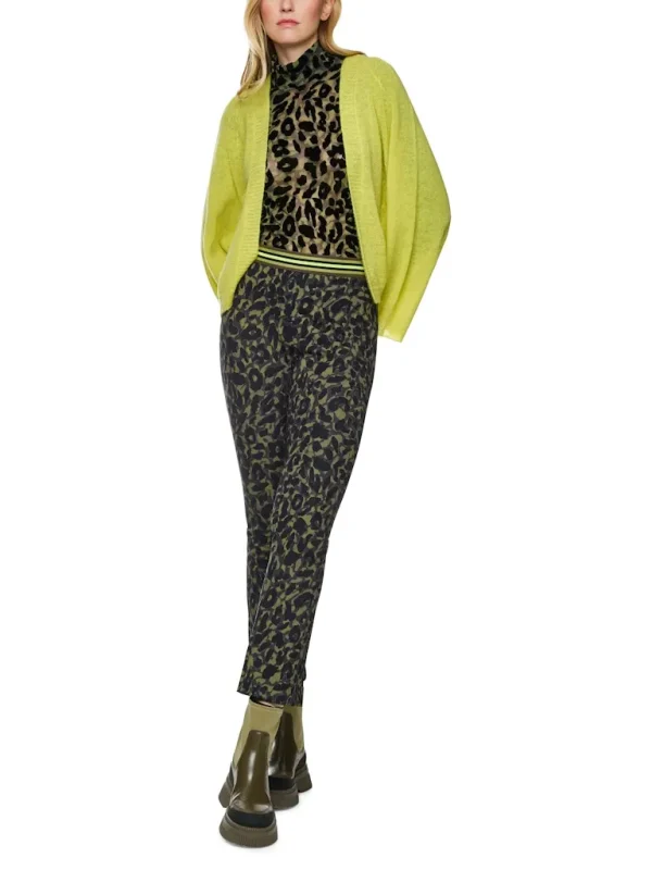 Pantalon Sept-huitième Taille Moyenne Elastique Imprimé Léopard