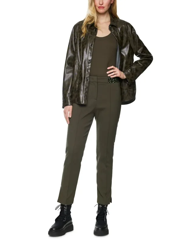 Pantalon Sept-huitième Taille Moyenne Elastique Uni