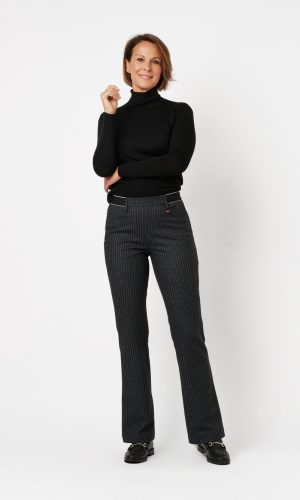 Pantalon Long Taille Moyenne Élastique Deux Poches Françaises Jersey Flaired Rayé Alice Relaxed