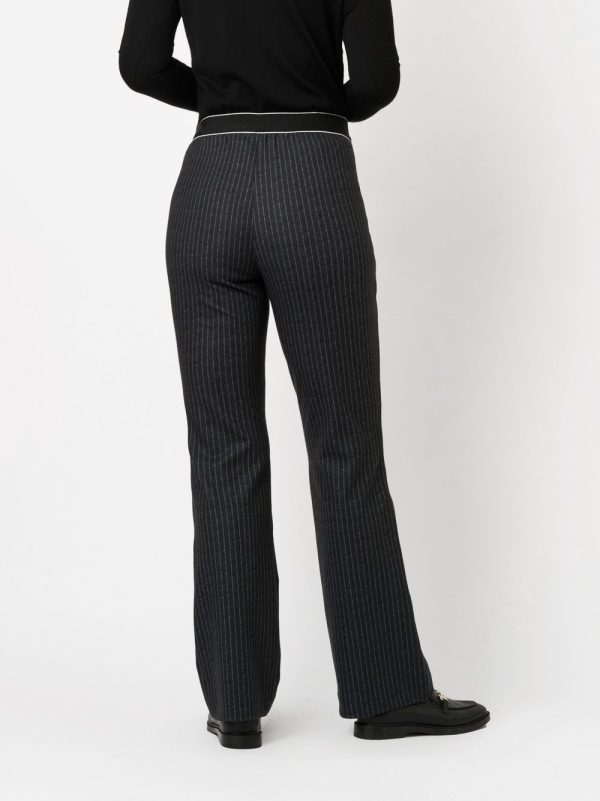 Pantalon Long Taille Moyenne Élastique Deux Poches Françaises Jersey Flaired Rayé Alice Relaxed – Image 3