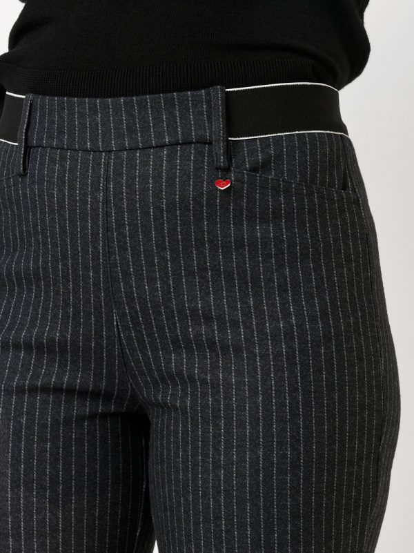 Pantalon Long Taille Moyenne Élastique Deux Poches Françaises Jersey Flaired Rayé Alice Relaxed – Image 4