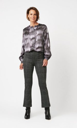 Pantalon Long Taille Moyenne Élastique Quatre Poches Flaired Prince De Galles Flaired Alice Relaxed