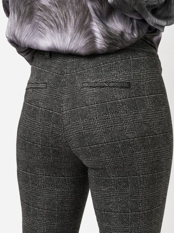 Pantalon Long Taille Moyenne Élastique Quatre Poches Flaired Prince De Galles Flaired Alice Relaxed – Image 4