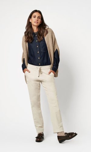 Jogpant Sept-huitième Taille Moyenne  Élastique Cordons Deux Poches Françaises Velours  Slim Uni