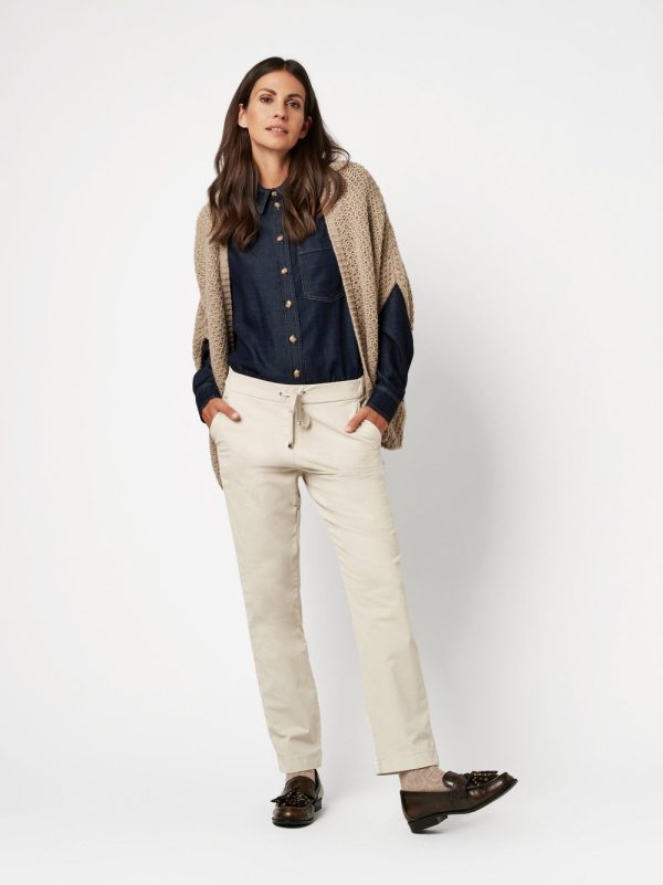 Jogpant Sept-huitième Taille Moyenne  Élastique Cordons Deux Poches Françaises Velours  Slim Uni
