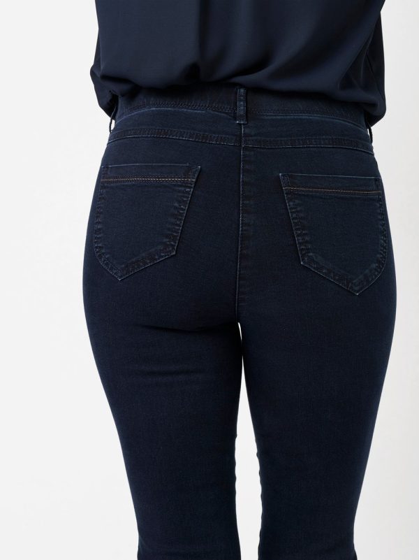 Pantalon Jean Long Taille Moyenne Élastique Quatre Poches Bootcut Uni Relaxed – Image 4