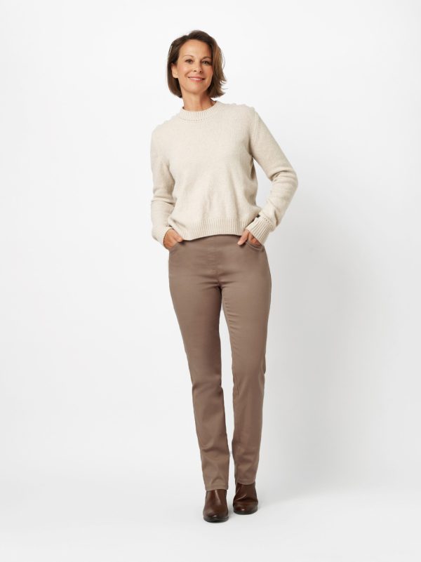 Pantalon Long Taille Moyenne Élastique Quatre Poches Slim Uni Alice Toile De Coton Relaxed