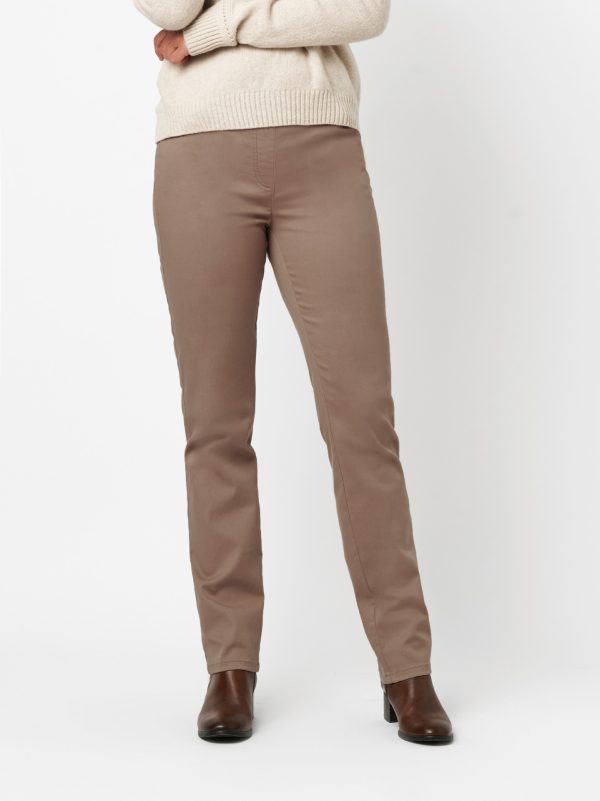 Pantalon Long Taille Moyenne Élastique Quatre Poches Slim Uni Alice Toile De Coton Relaxed – Image 3