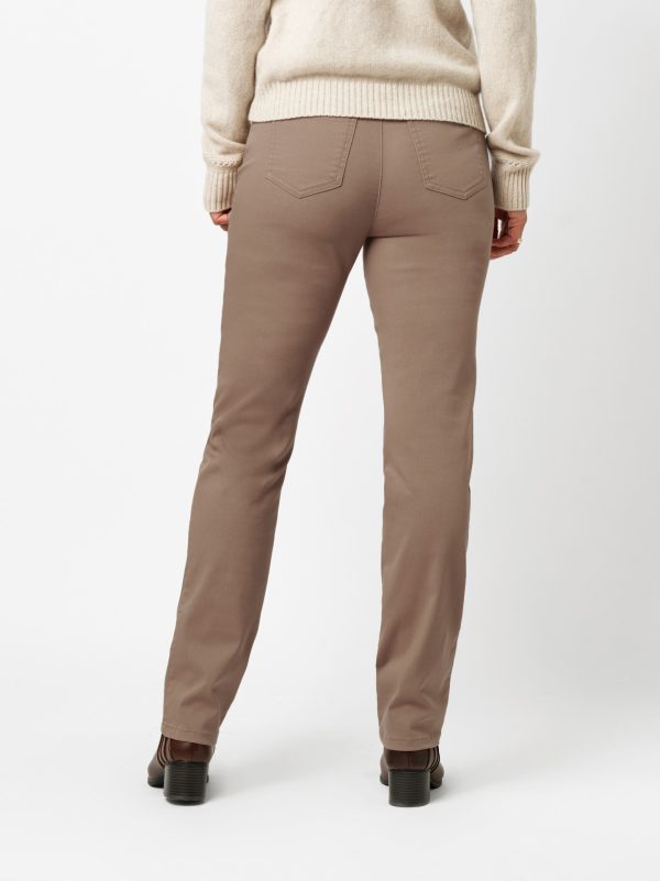 Pantalon Long Taille Moyenne Élastique Quatre Poches Slim Uni Alice Toile De Coton Relaxed – Image 4