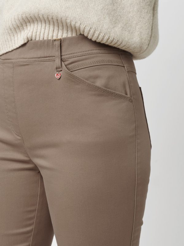 Pantalon Long Taille Moyenne Élastique Quatre Poches Slim Uni Alice Toile De Coton Relaxed – Image 2