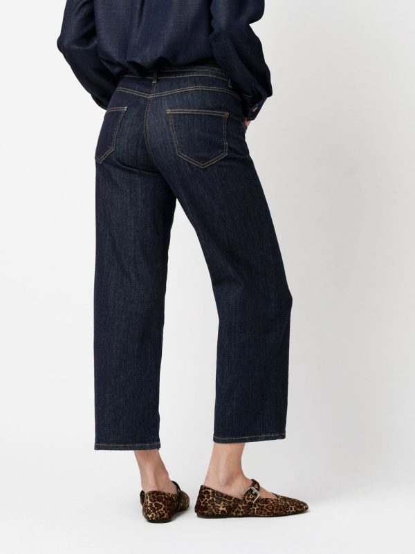 Pantalon Jean Sept-huitième Taille Moyenne Cordons Cinq Poches Wideleg – Image 3