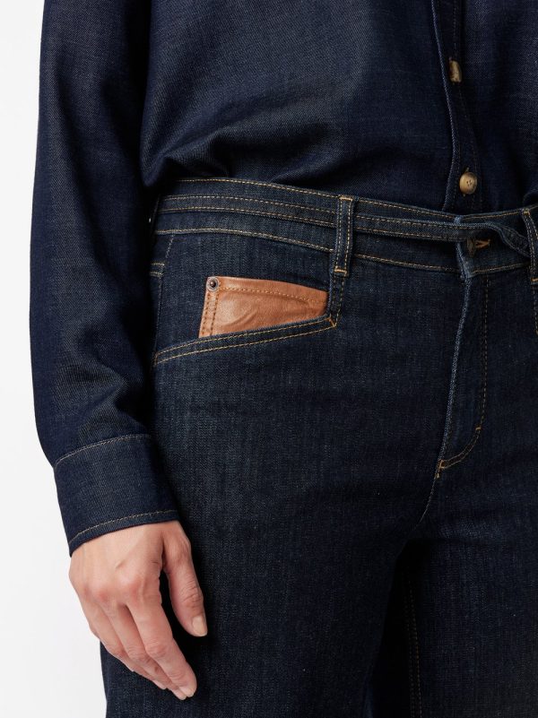 Pantalon Jean Sept-huitième Taille Moyenne Cordons Cinq Poches Wideleg – Image 4