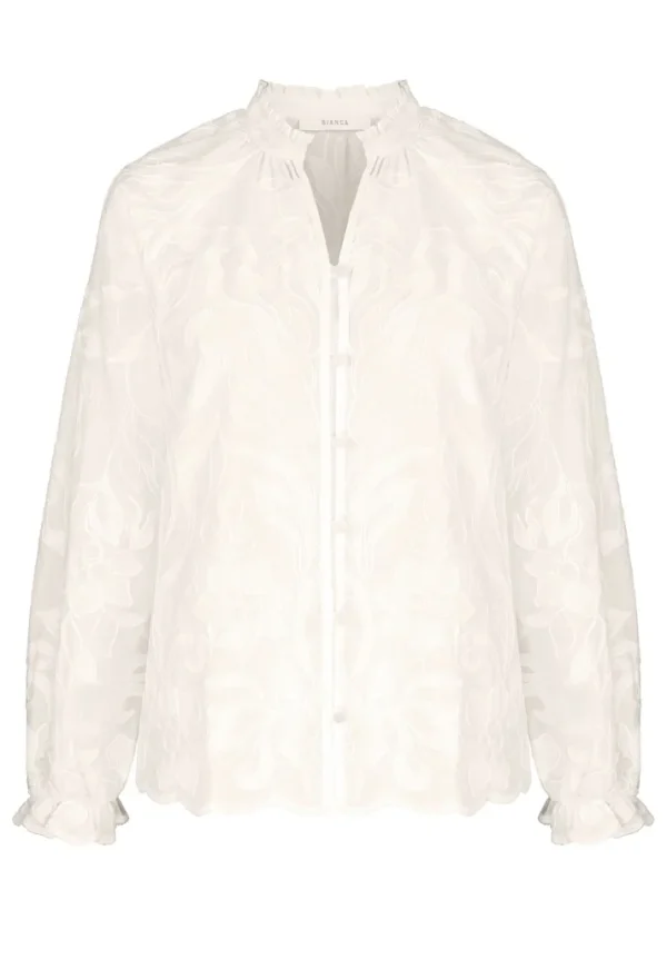 Chemise Manches Longues Brodée Motif Floral Dévoré – Image 7