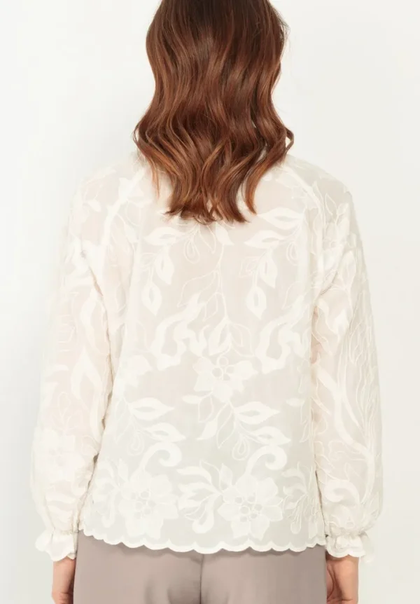 Chemise Manches Longues Brodée Motif Floral Dévoré – Image 2