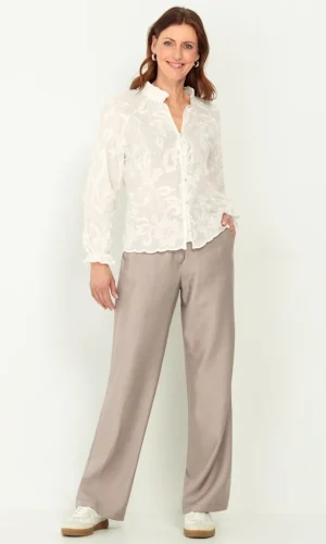 Chemise Manches Longues Brodée Motif Floral Dévoré