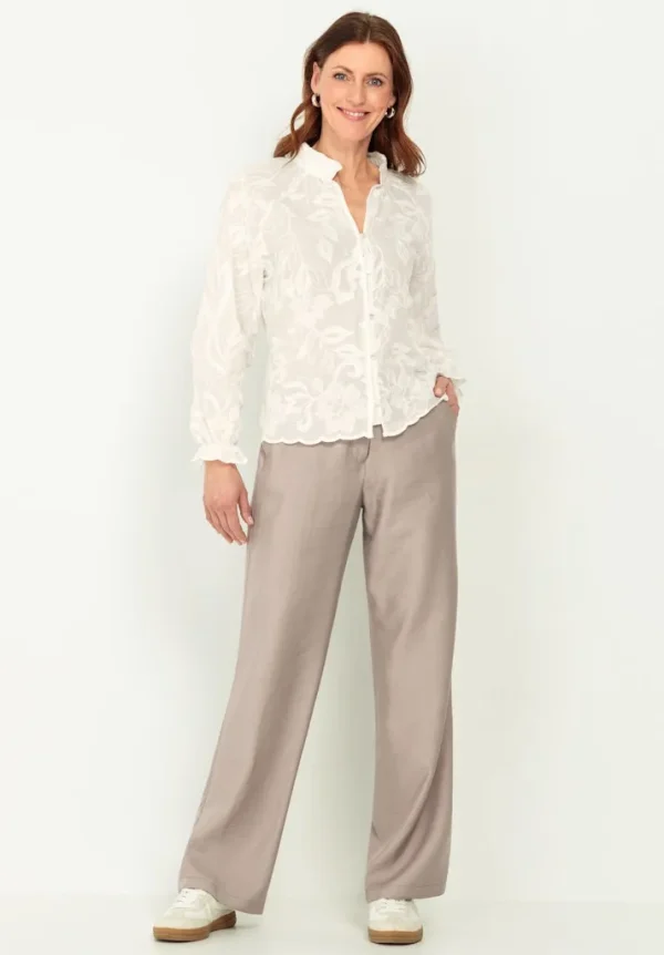 Chemise Manches Longues Brodée Motif Floral Dévoré